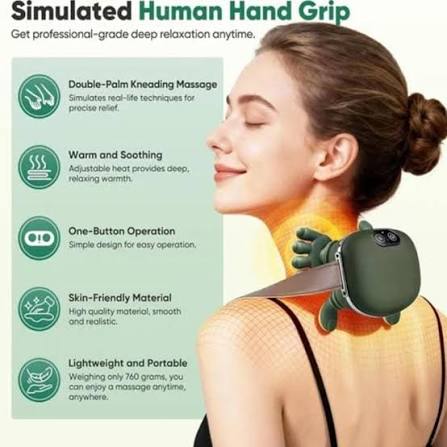 Neck Massager,Japanese style Neck and Back Massager, Deep Tissue with Heating and Traction Function, Real Hands Massage for Necks, Back, Shoulder