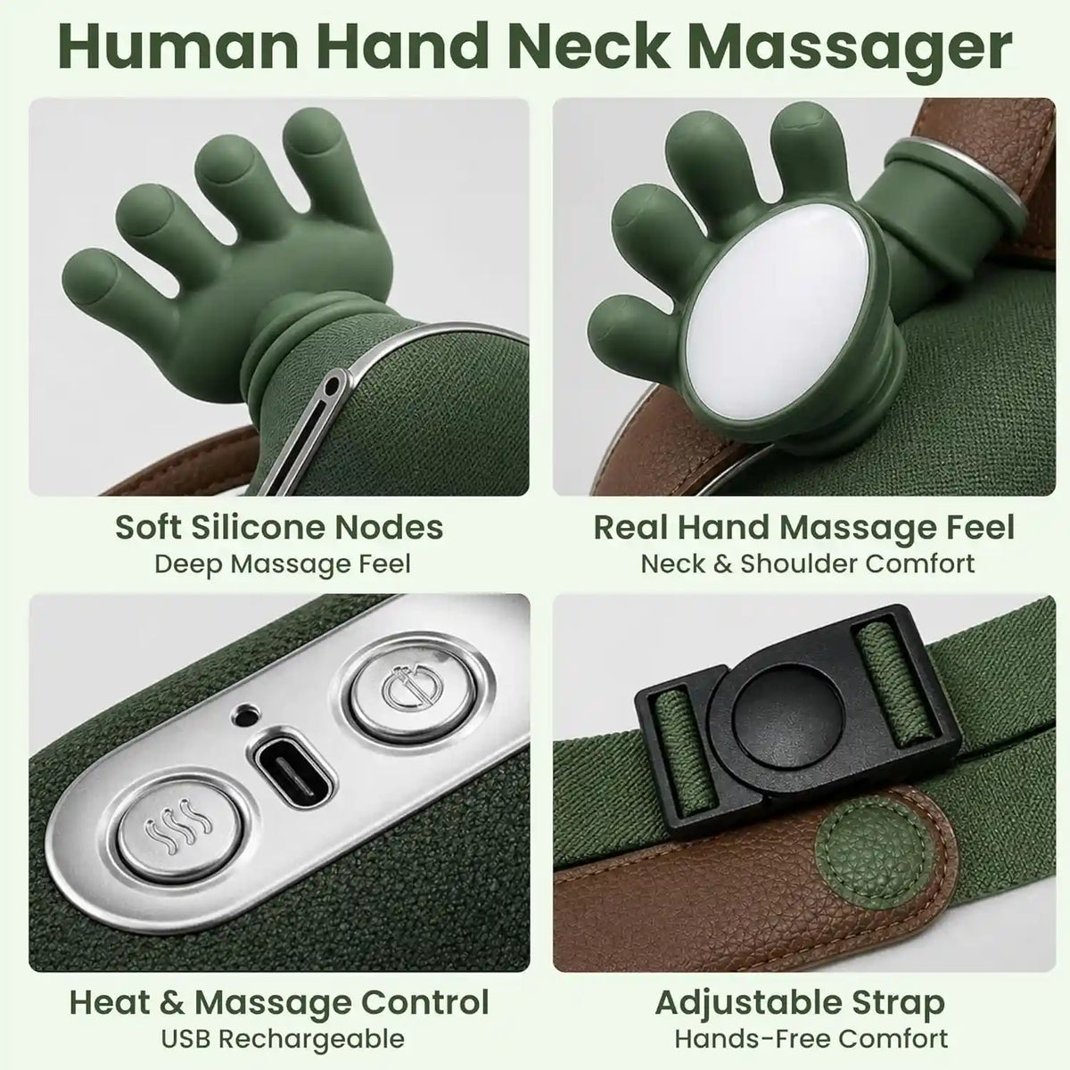 Neck Massager,Japanese style Neck and Back Massager, Deep Tissue with Heating and Traction Function, Real Hands Massage for Necks, Back, Shoulder